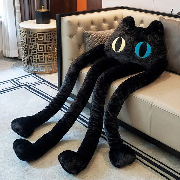 Unusual Cute Giant Cat Plush Black Cat Plush with Super Long Leg Meowgicians