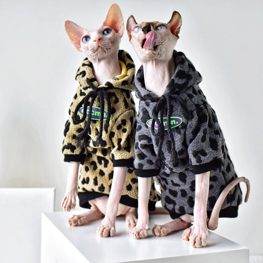 very trendy hoodies for cats with leopard print design