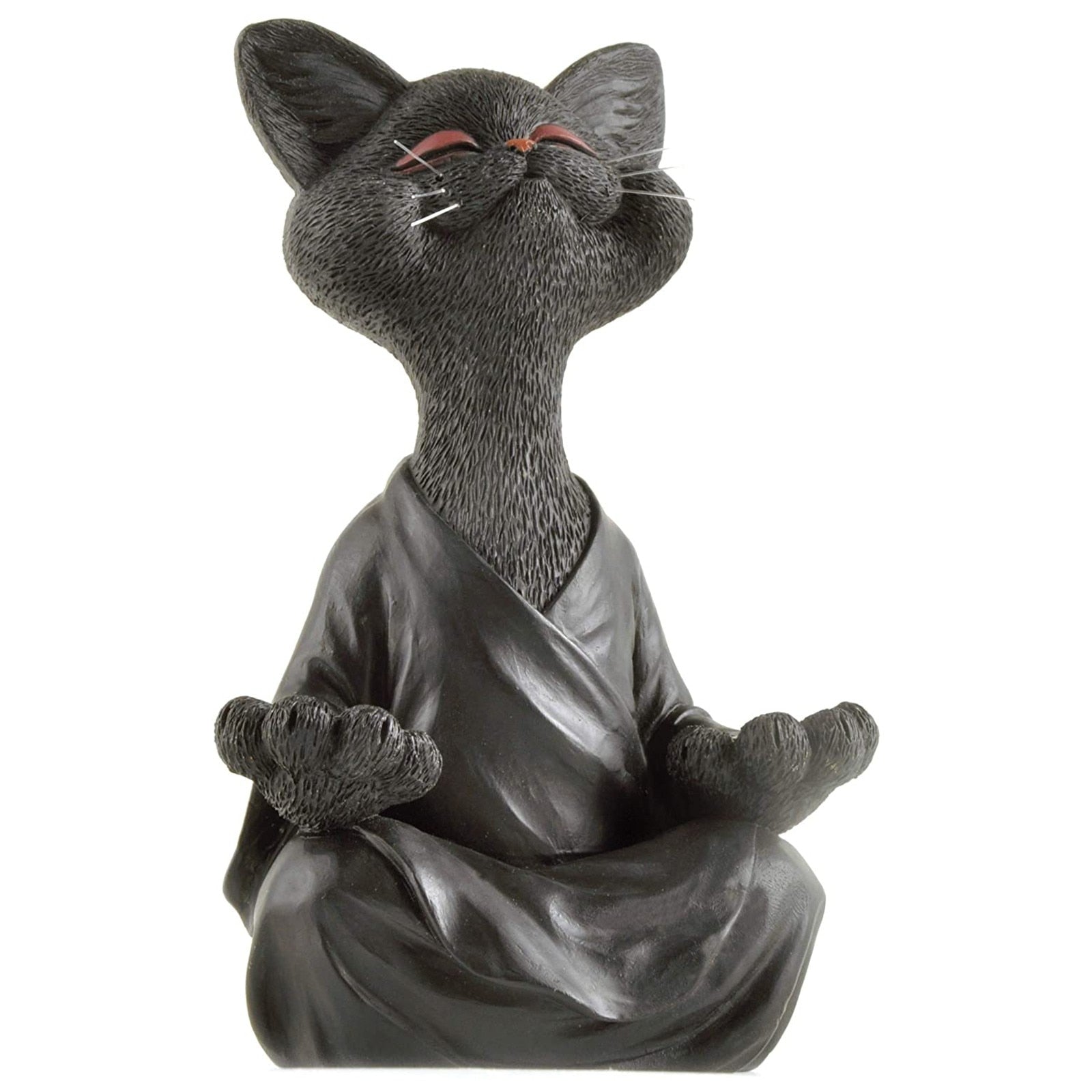 a cat figure featuring a cat doing yoga meditation in a robe