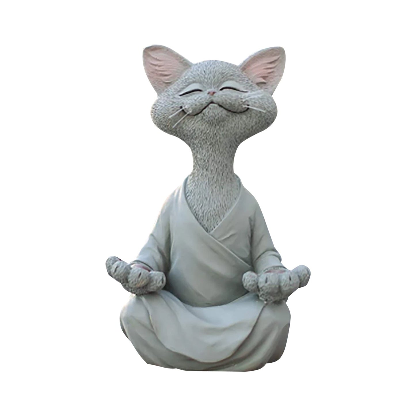 a cat statue featuring a cat doing meditation in a robe for home decor