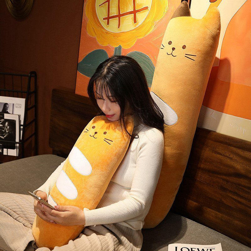 'The baguette cat' funny long cat plush