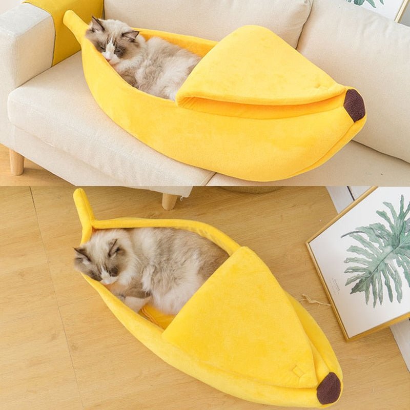 banana stye cat bed that looks unique for cats to sleep in