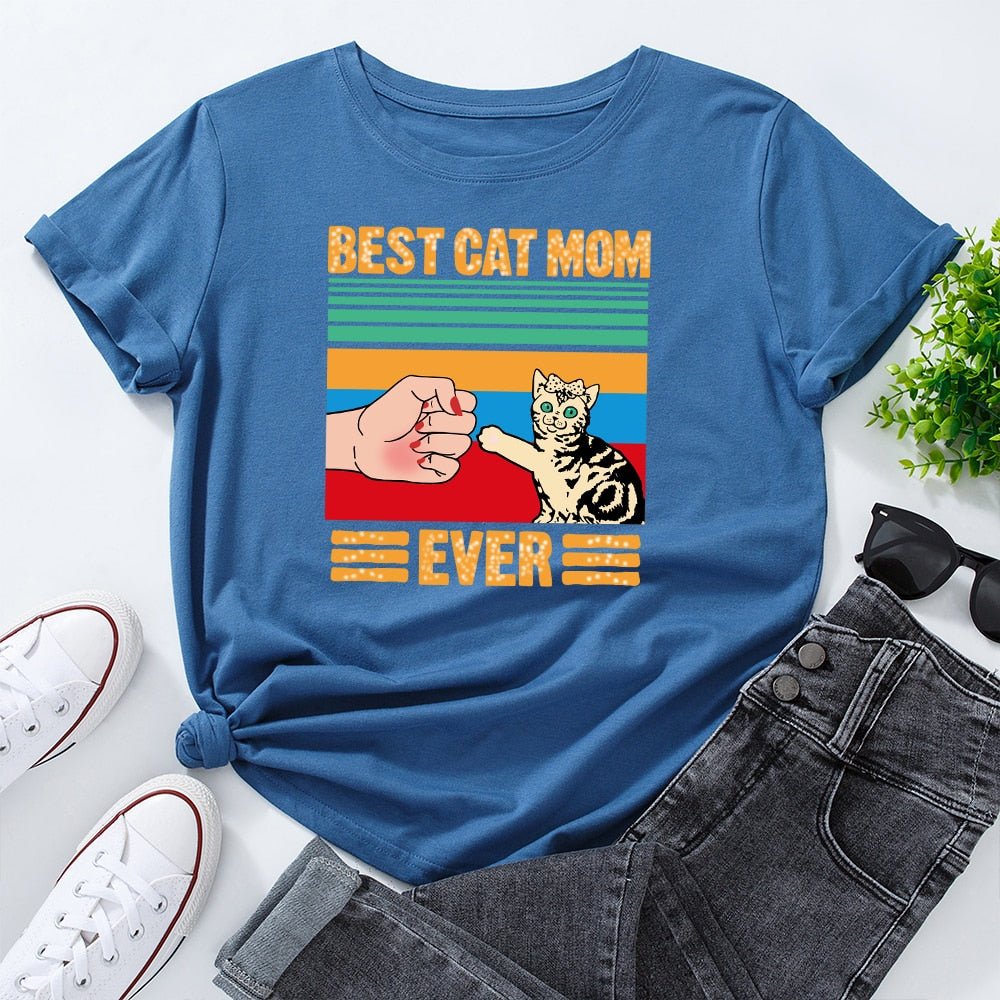 blue cute cat shirts best cat mom ever cat mom t shirt
