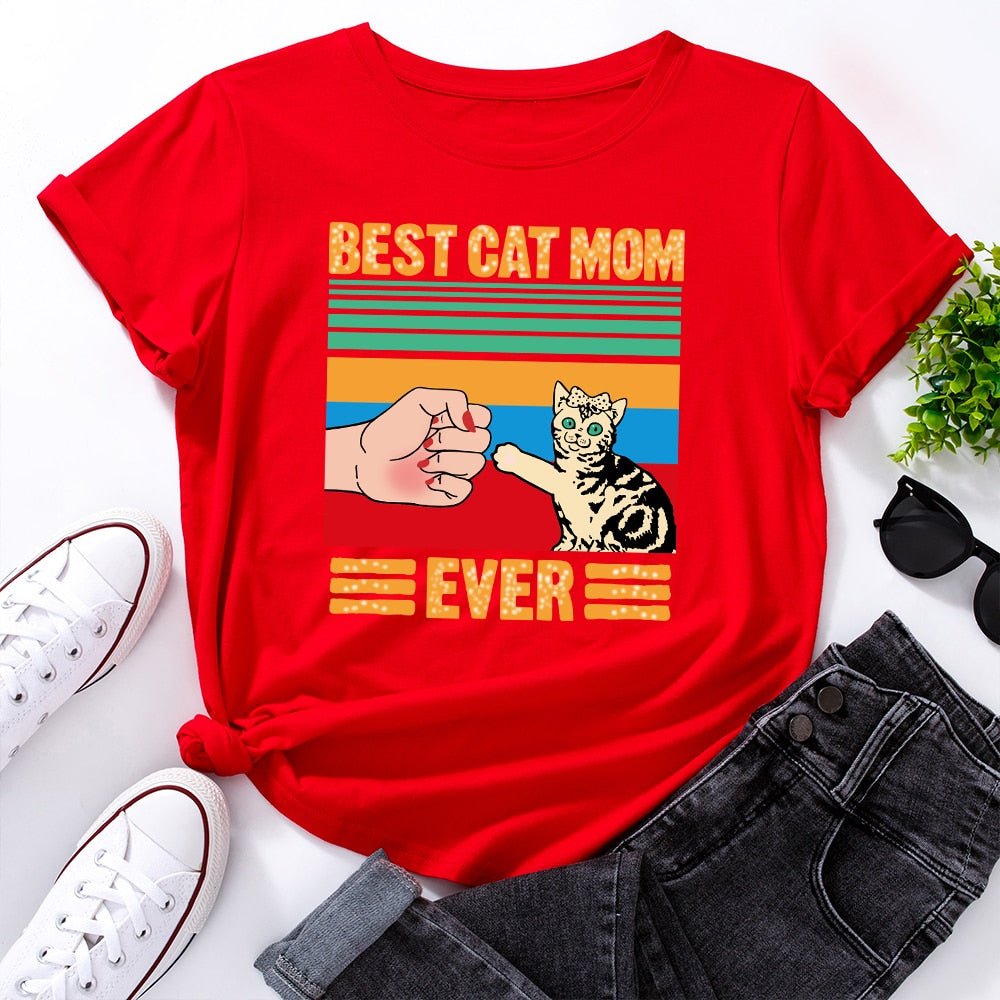 red cute cat shirts best cat mom ever cat mom t shirt