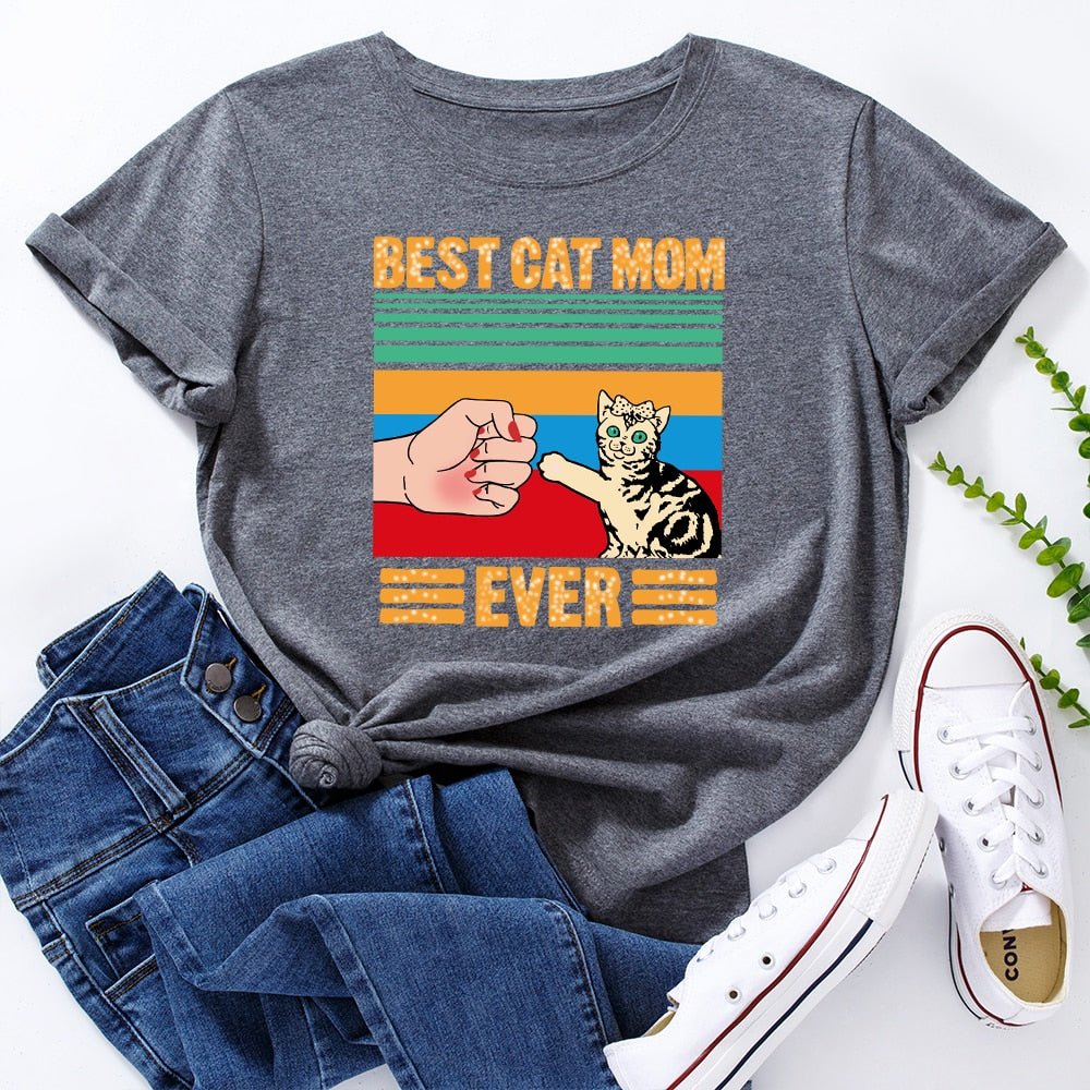 gray cute cat shirts best cat mom ever cat mom t shirt