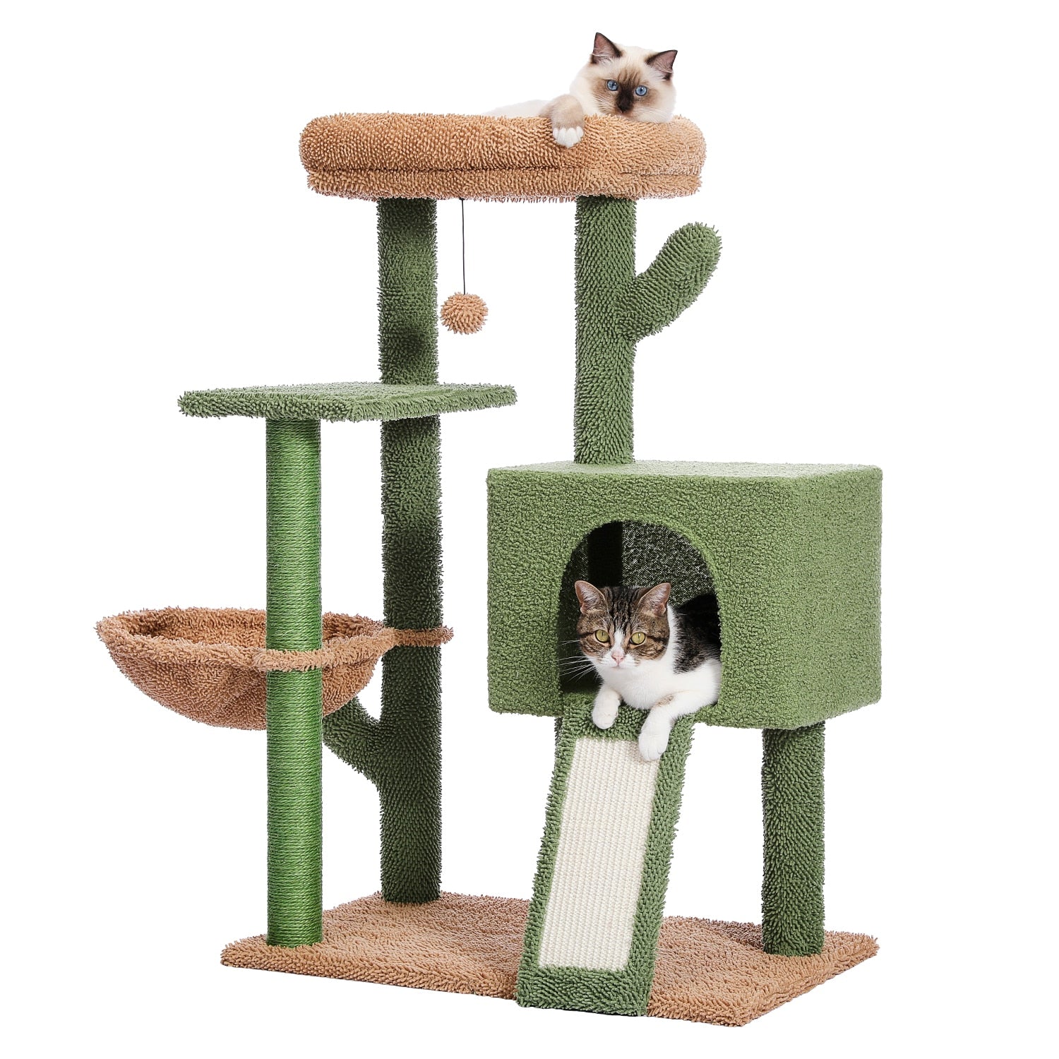  a natural color modern cat tree with cactus design