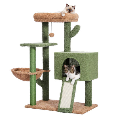  a natural color modern cat tree with cactus design