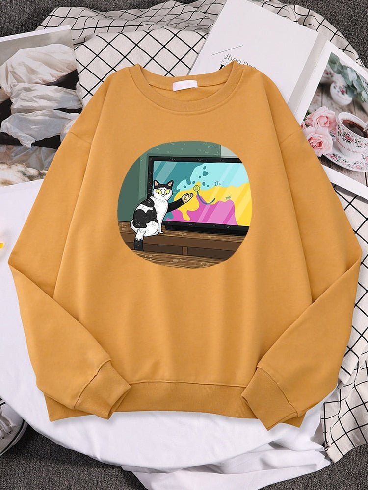 'The cat broadcaster' Comic style cat sweatshirt