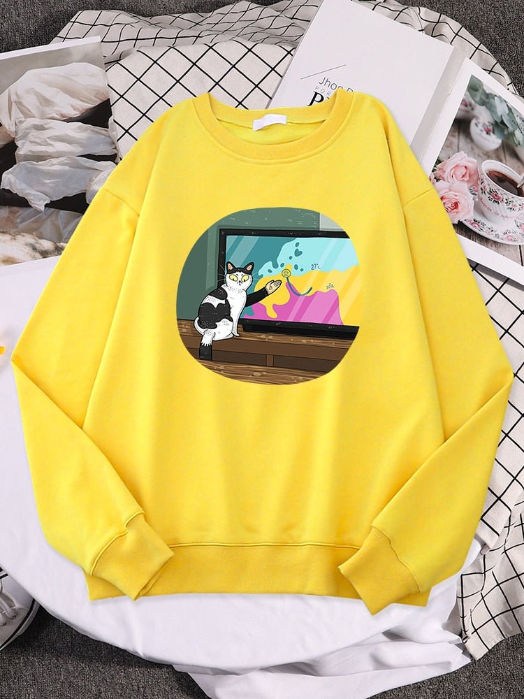 'The cat broadcaster' Comic style cat sweatshirt