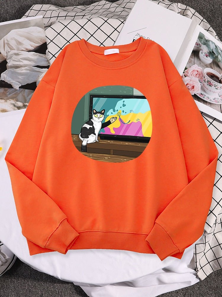 'The cat broadcaster' Comic style cat sweatshirt