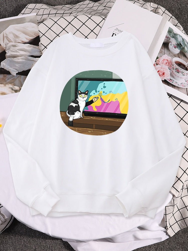 'The cat broadcaster' Comic style cat sweatshirt