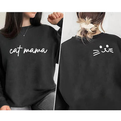 a black color cat sweater for woman with the word cat mama