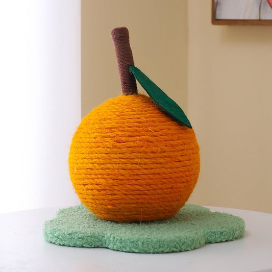 cat scratching post that looks like an orange