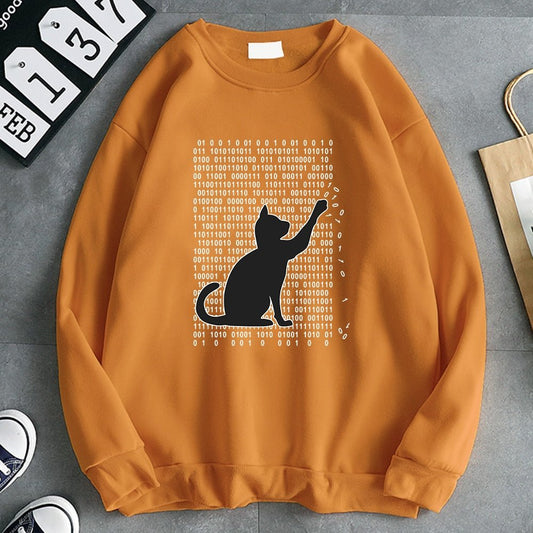 cat dad sweatshirt with black cat cartoon and numbers