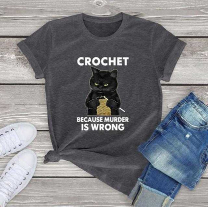 'The Crochet Cat' Funny Female T-Shirt