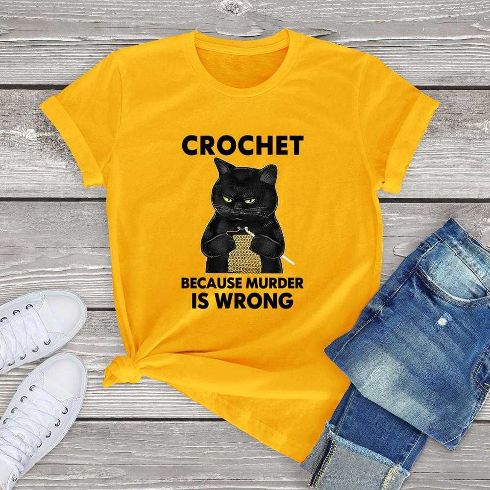 'The Crochet Cat' Funny Female T-Shirt