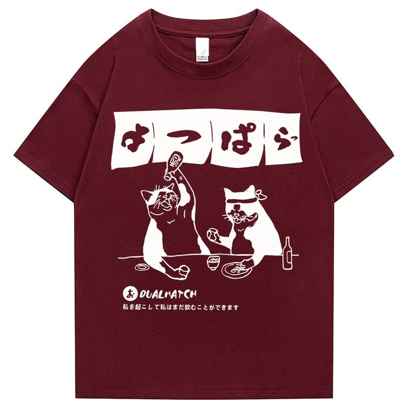 wine red color cat shirts for men and women