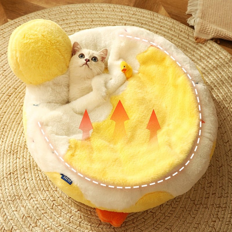adorable duck float shape self warming cat bed