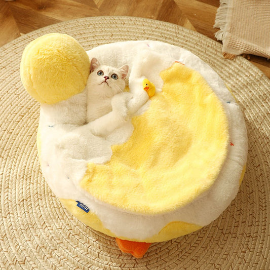 duck float design self heating cat bed with blanket