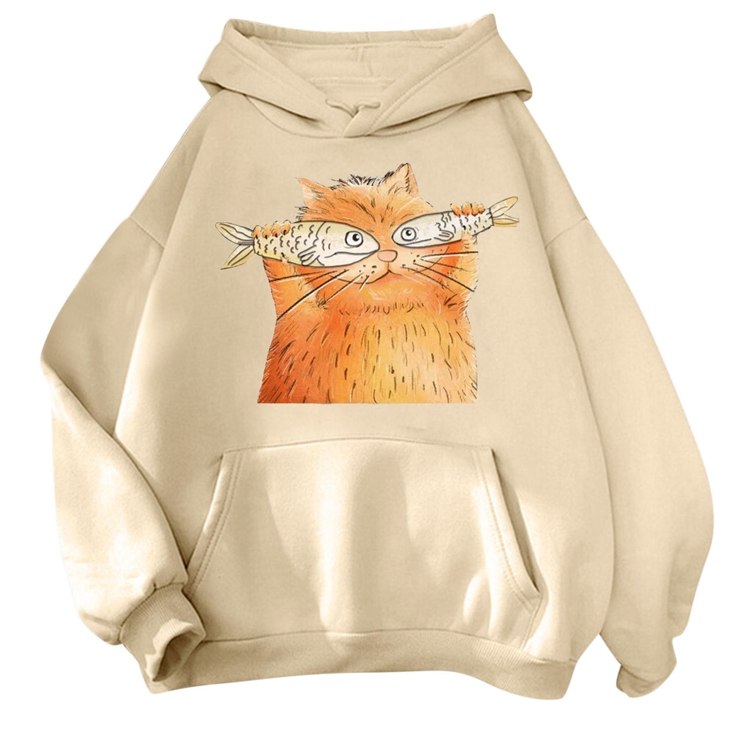 'The fishy cat' kawaii cartoon cat hoodie