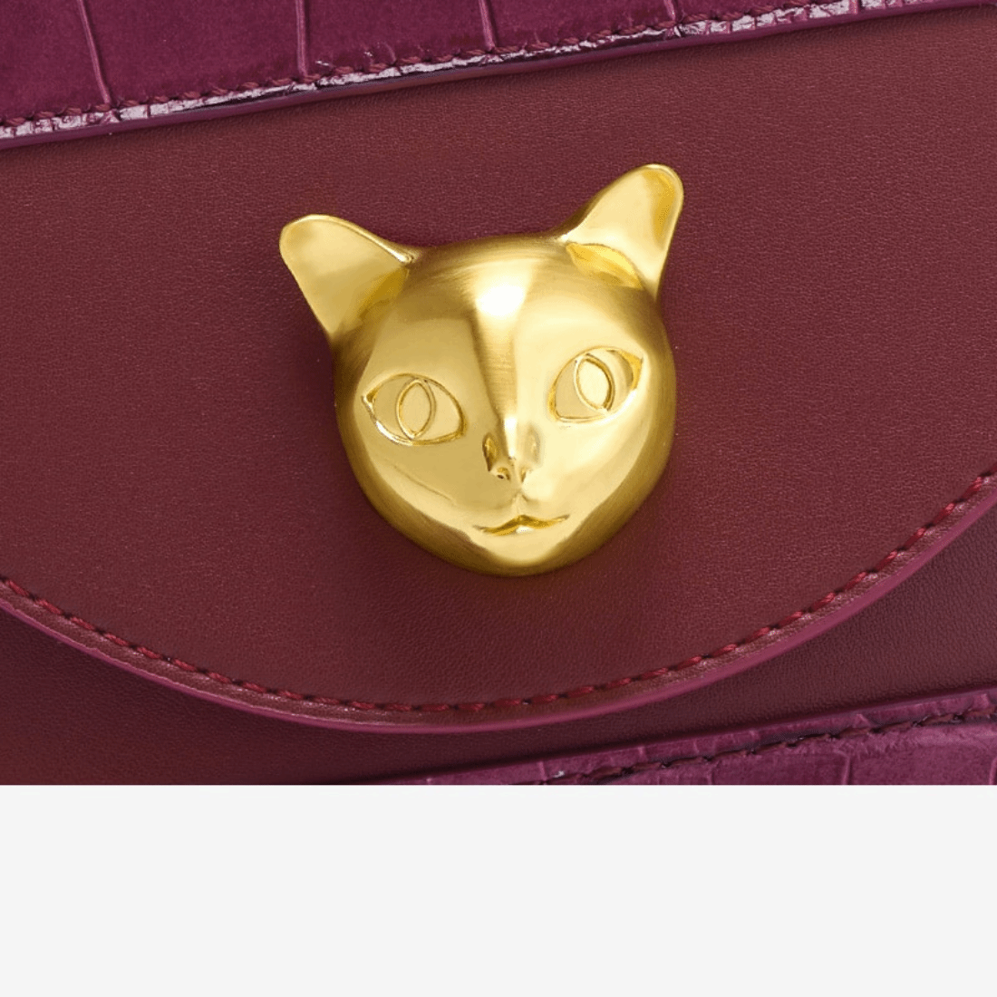 Genuine Leather Luxury Golden Charm Cat Handbag for cat lover premium real leather golden charm handbag