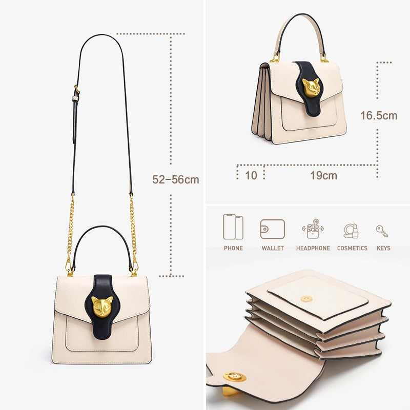 luxury cat design handbag for women premium cat bag genuine leather female cat bag