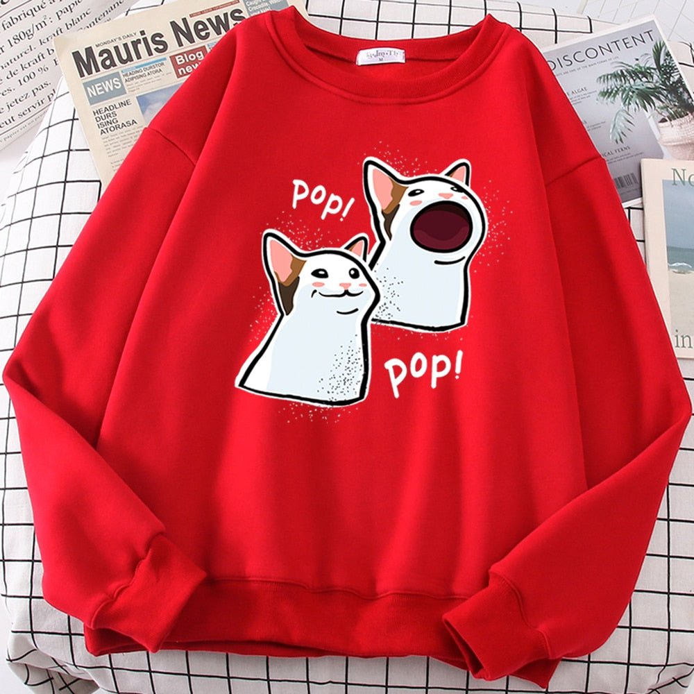 red cat sweatshirt