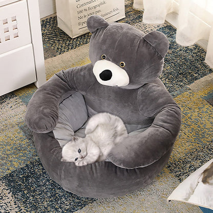 gray color big size hugging bear anxiety cat bed