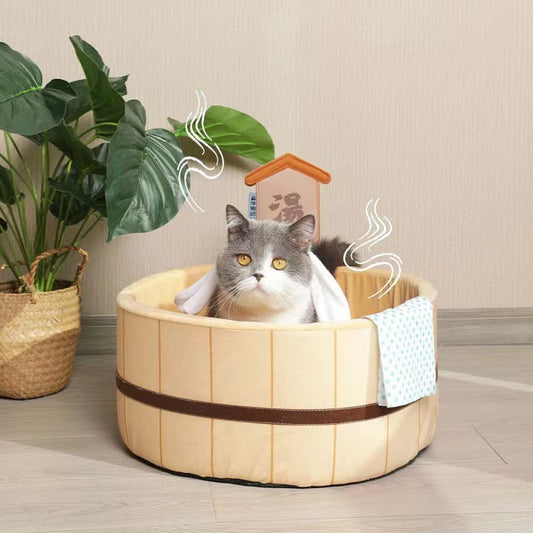 hot spring design cat bed that looks like a tub and looks cute