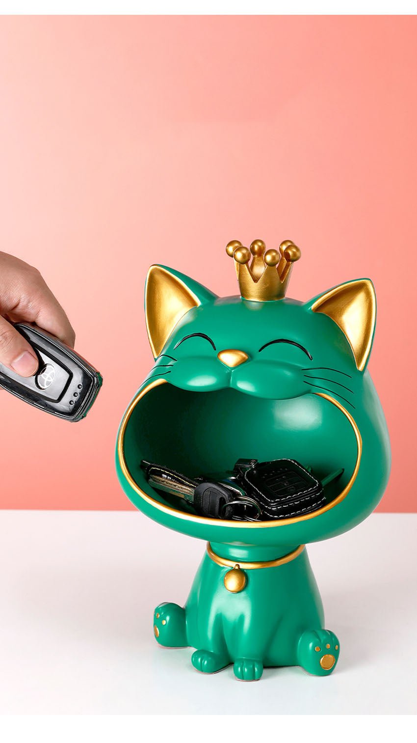 Laughing Cat Key Holder with Crown - Adorable & Functional