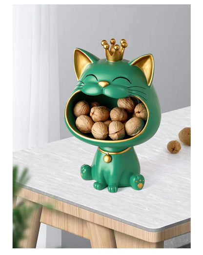 a green cat sculpture for small storage space