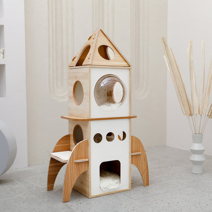 stylish modern cat tree in a special rocket design