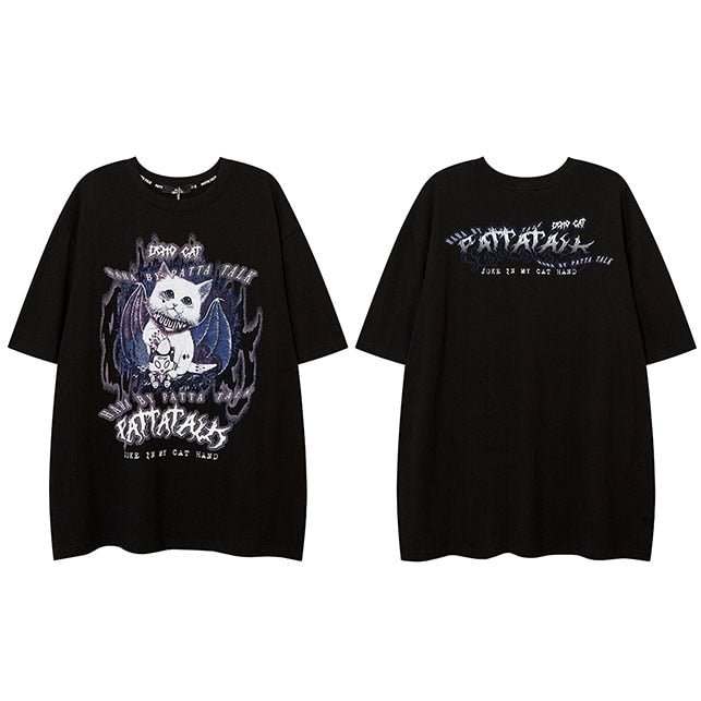 Tシャツ・カットソー +AMBLER+ Meow cat embroidery unisex hooded t-shirt back mela Meow Cat T-shirt, Unisex Jersey Short Sleeve Tee - Etsy