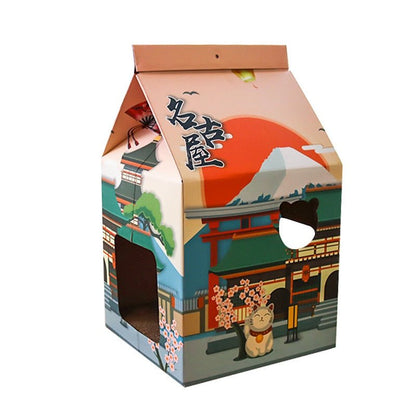 cool looking pet house with japanese style on a milk carton design