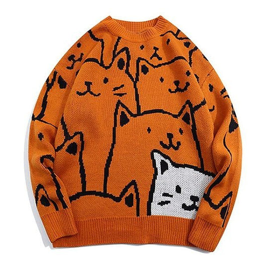 orange cartoon cat sweatshirt for cat dad