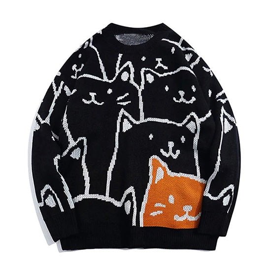 black cat mom sweatshirt with an orange outstanding cat