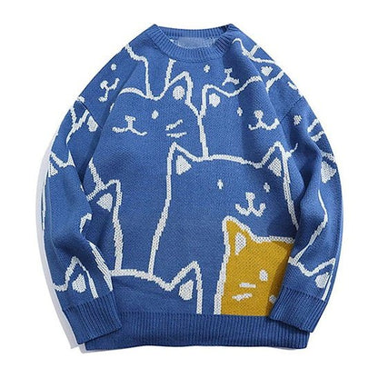 adorable cartoon cat mom sweatshirt in blue
