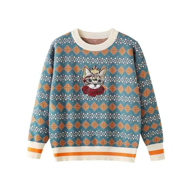a cat sweater for ladies with queen cat design