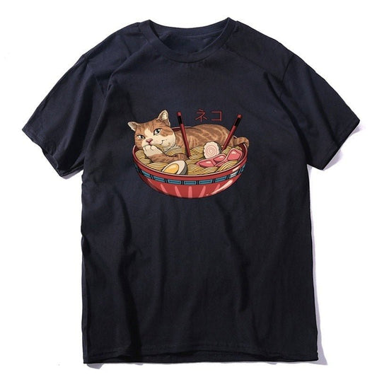 black cat t shirts with ramen master design