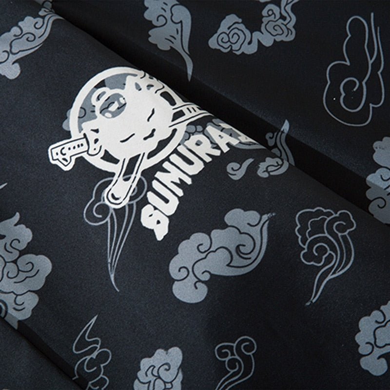 black color mens samurai cat kimono
