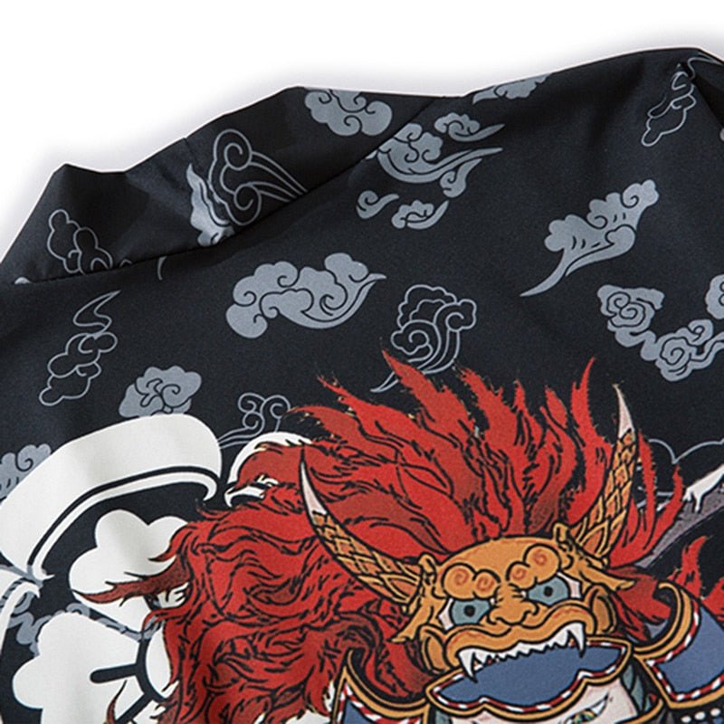 japanese cat shirt with samurai cat design