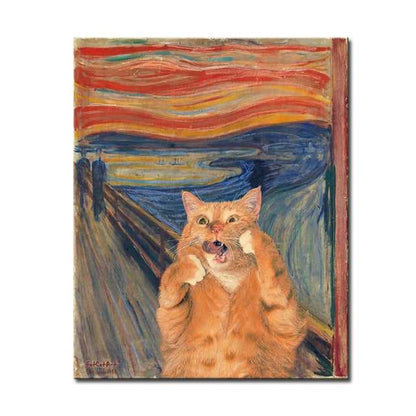 'The Scream Cat' Oil Painting Style Portrait Canvas