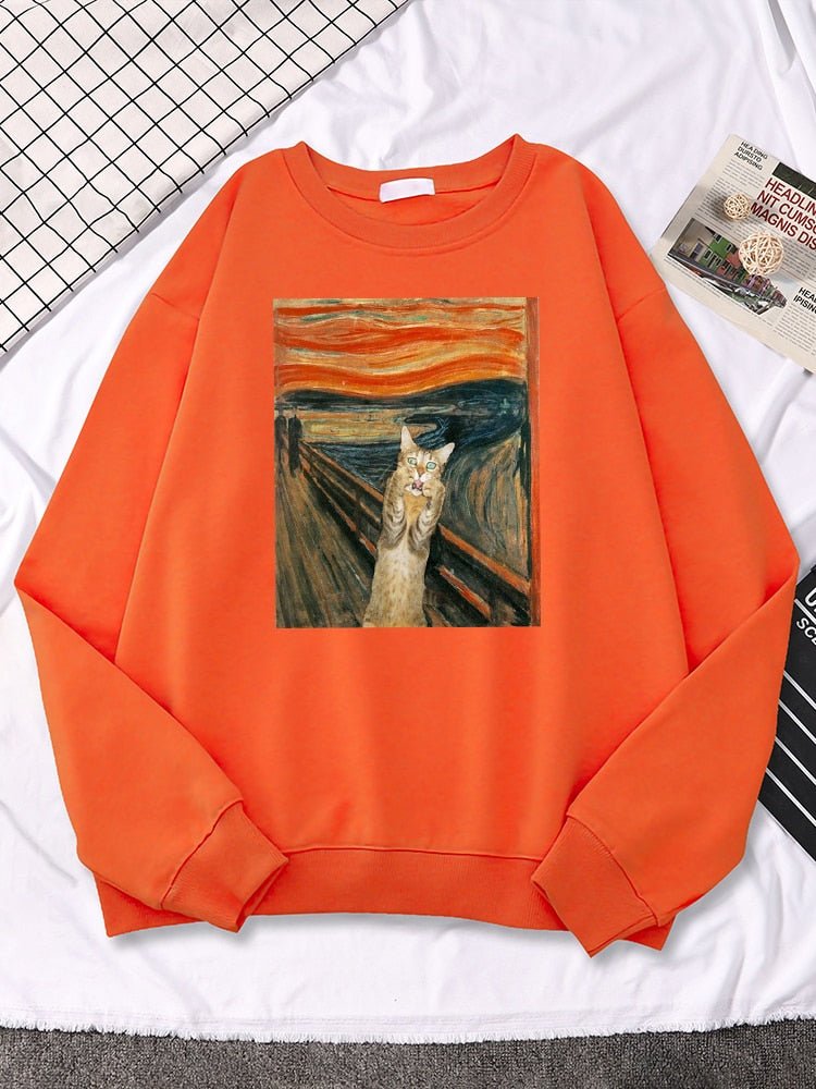 orange cat mom sweatshirt the scream