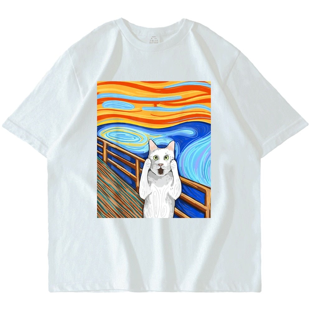 screaming cat clothes for human in white color