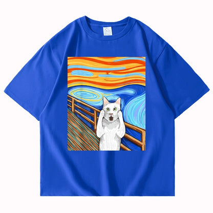 unique cat t shirts in blue color