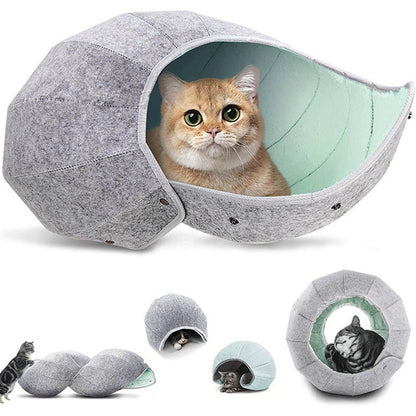flexible design cat bed with different shell styles in grey color