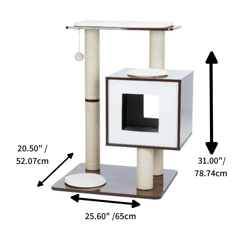 The Square Modern Cat Tree with Interactive Toys