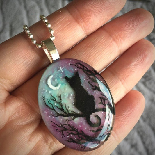 'The starry night' lovely cat necklace