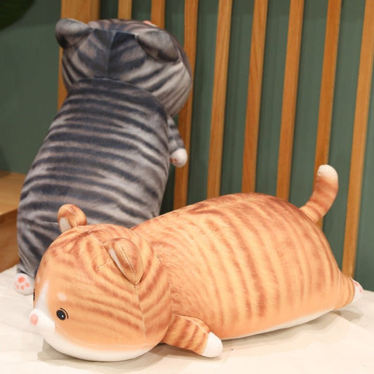 a set of fat cat plushie of tabby cats