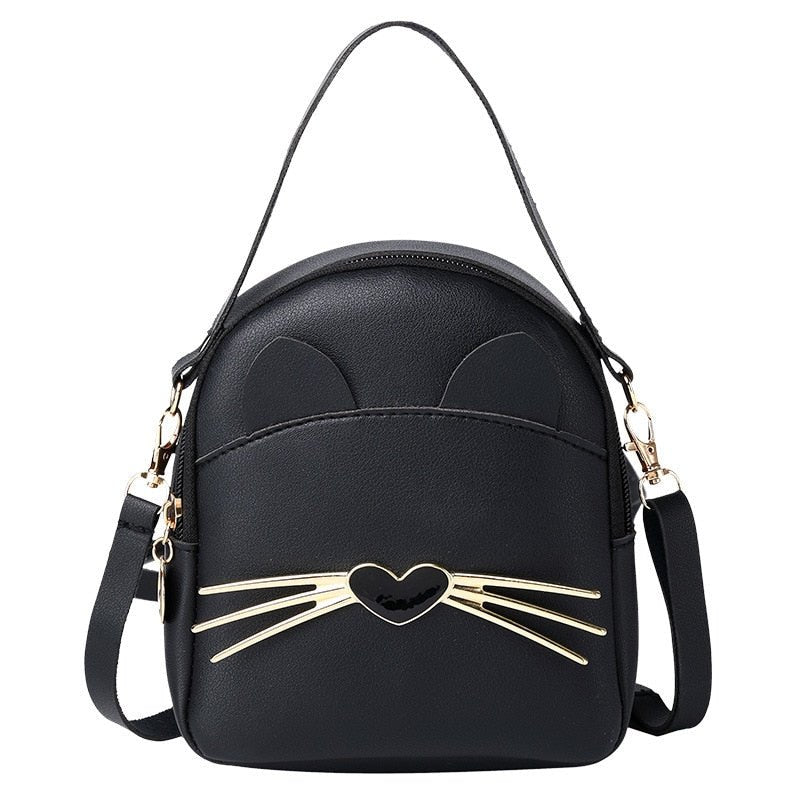 black leather cat backpack The whisker' mini cat backpack – Meowgicians™
